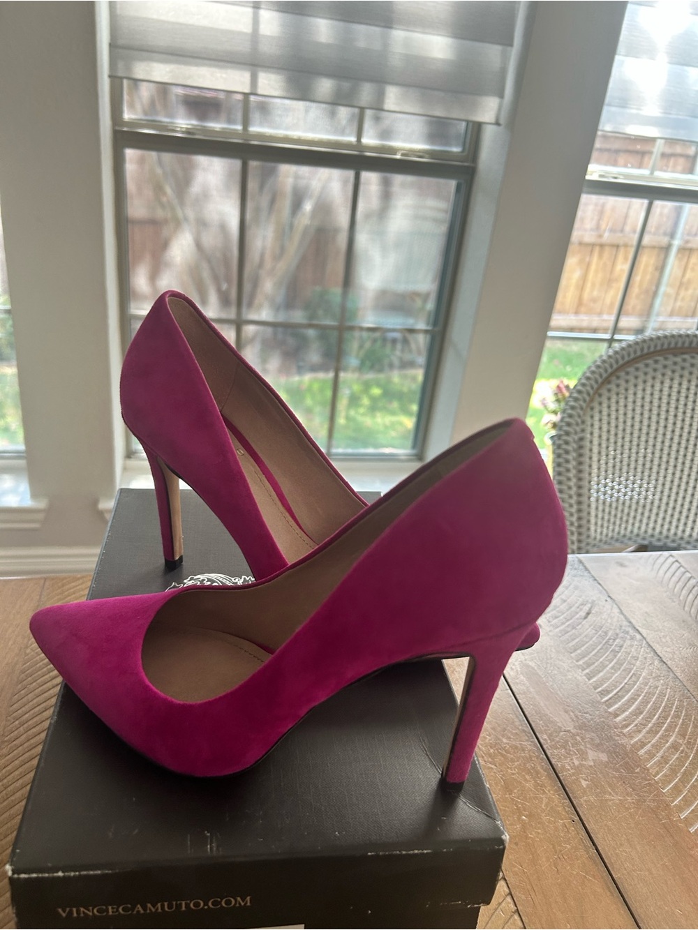 Vince Camuto Deep Magenta Suede Pointed-Toe Pumps - Picture 3 of 7